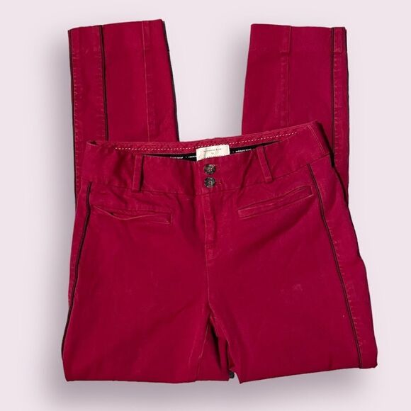 Anthropologie The Essential Slim Trousers in Red Size 2 - Picture 2 of 6